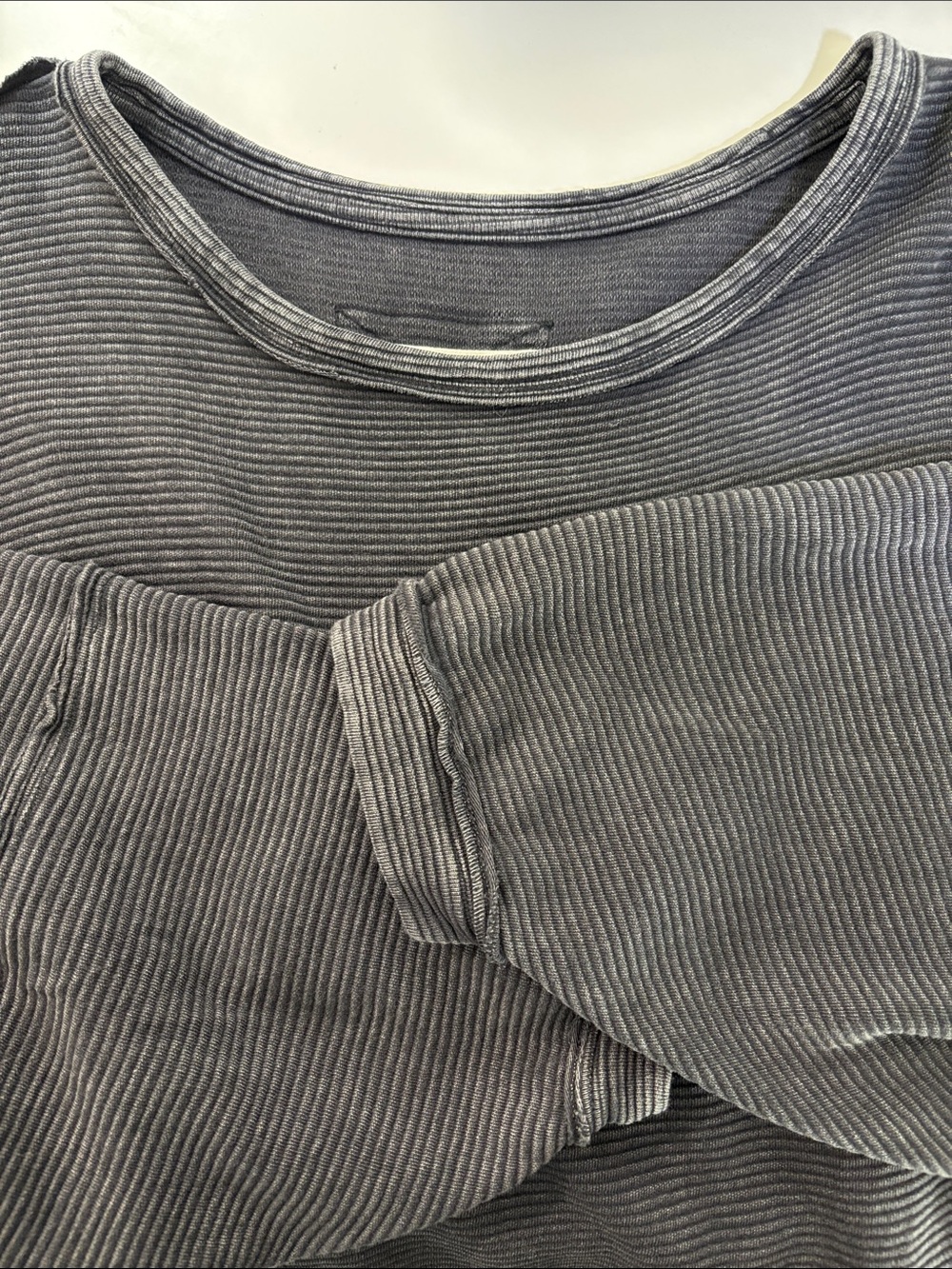 We The Free Ribbed Long Sleeve Top in Dark Grey Oversized Cotton Size Medium - Picture 8 of 10